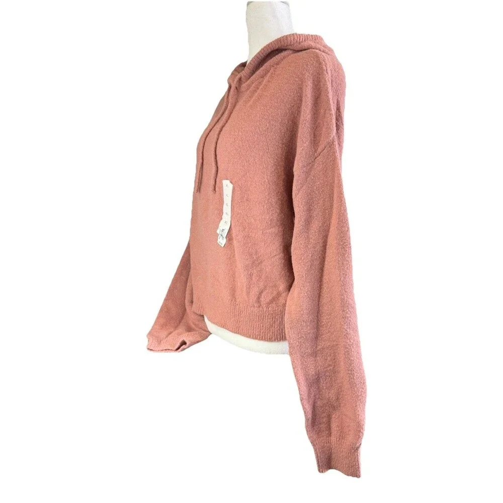 SO Juniors Hoodie XL Pink Eyelash Plush Yard Blush Crop Loungewear Womens NWT